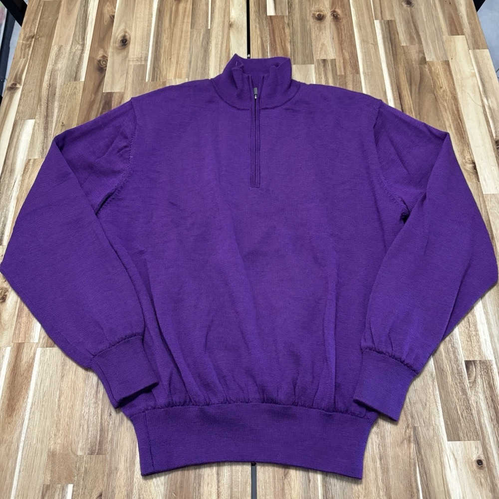 Footjoy Pullover Mens XL Purple Wool Lined 1/4 Zip Performance‎ Golf Outdoor